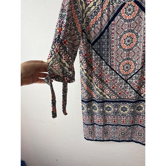 Chico's Printed Dress Sz 1 (US M US 8) Beautiful Midi Knee Length Medallion Prin - Picture 4 of 7